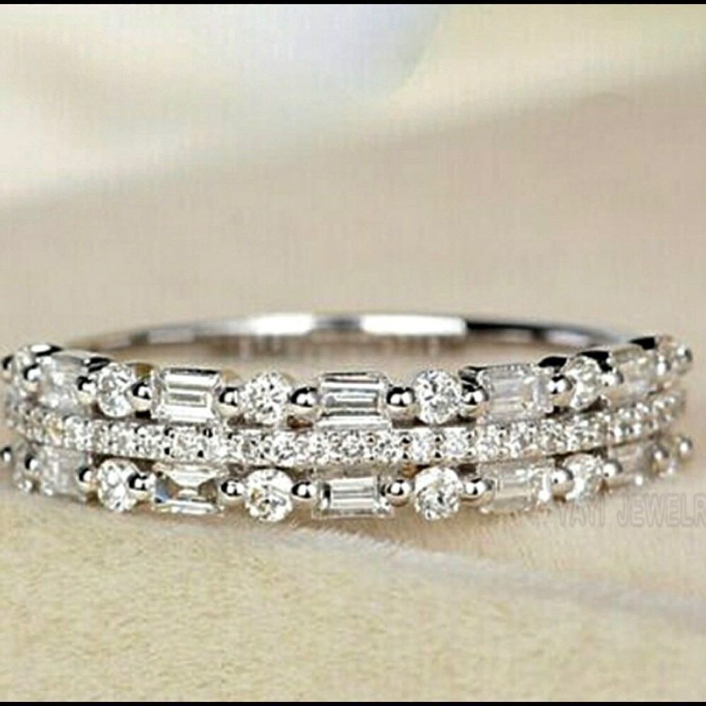 Beautiful Triple  Band CZ Diamond Ring